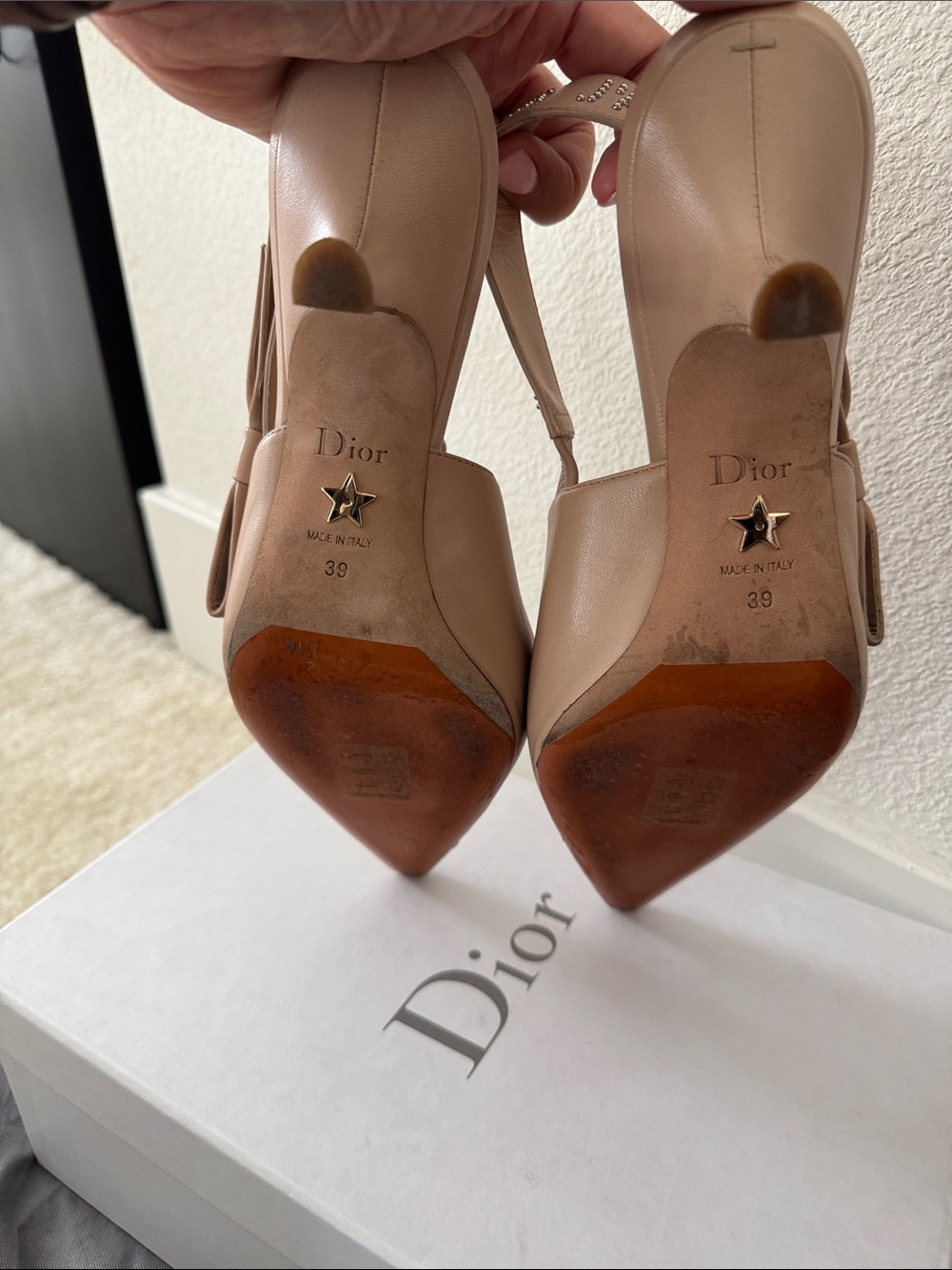 Authentic Dior J’ADIOR Nude Slingback Pointed-Toe Pumps - Picture 12 of 12